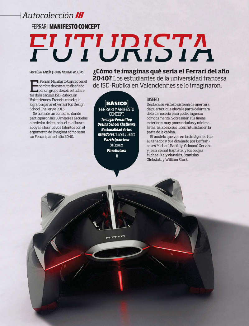 Ferrari Manifesto Concept Revista / 4Ruedas Febrero 2016